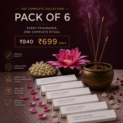 Pack of 6 Natural Incense Sticks || Low Smoke