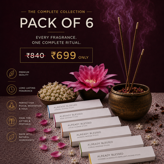 Pack of 6 Natural Incense Sticks || Low Smoke